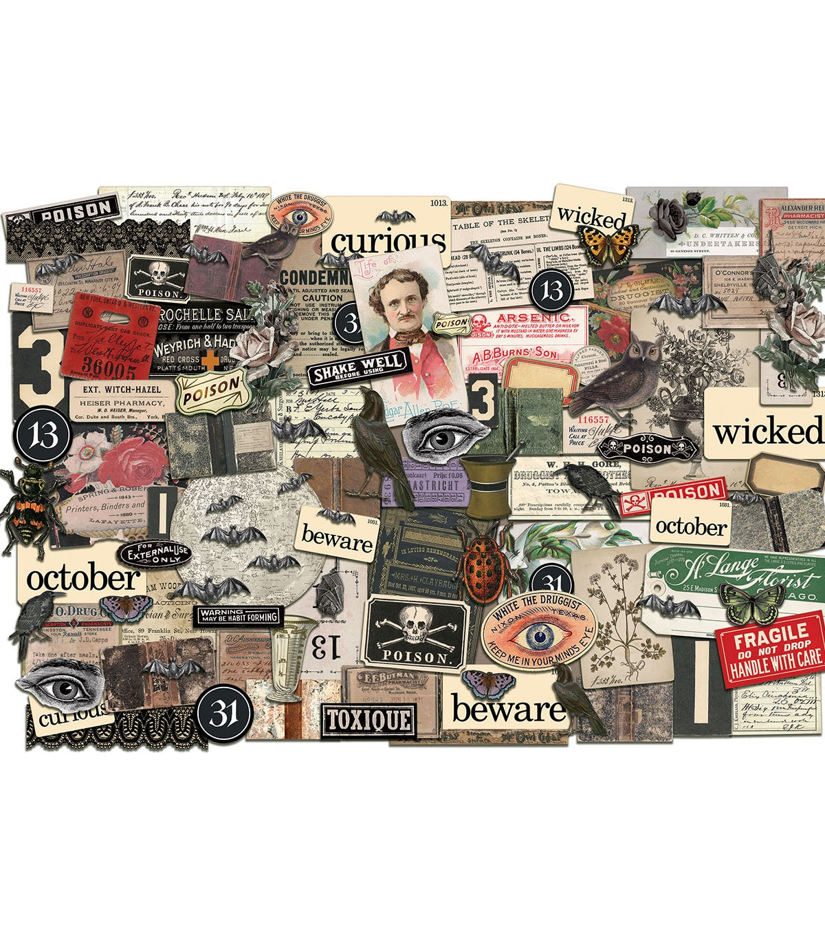 TIm Holtz idea-ology Halloween ephemera pack TH94261