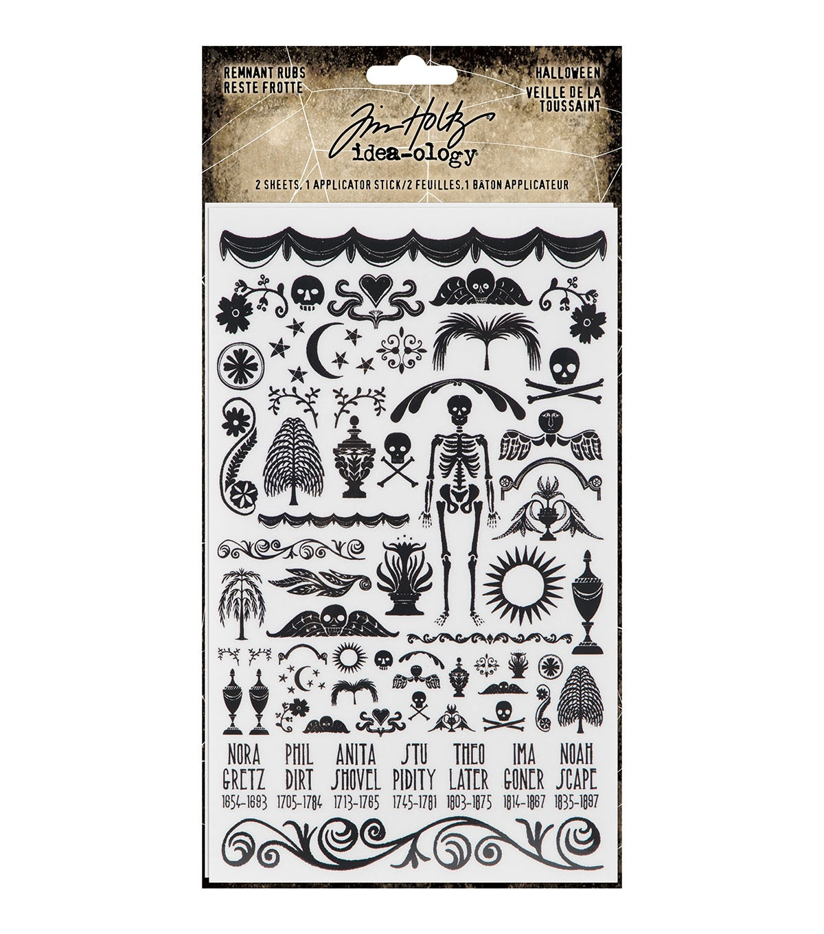 Tim Holtz Rub-ons choose Tiny Text, Gilded Accents, Specimen, Halloween, Eccentric or Christmas
