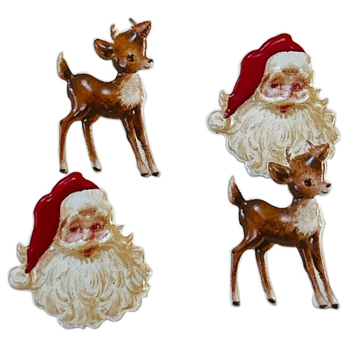 Christmas and Holiday brads paper fastener Santa, Elf, Snowman, Gingerbread, Candy cane, Holly, Nutcracker