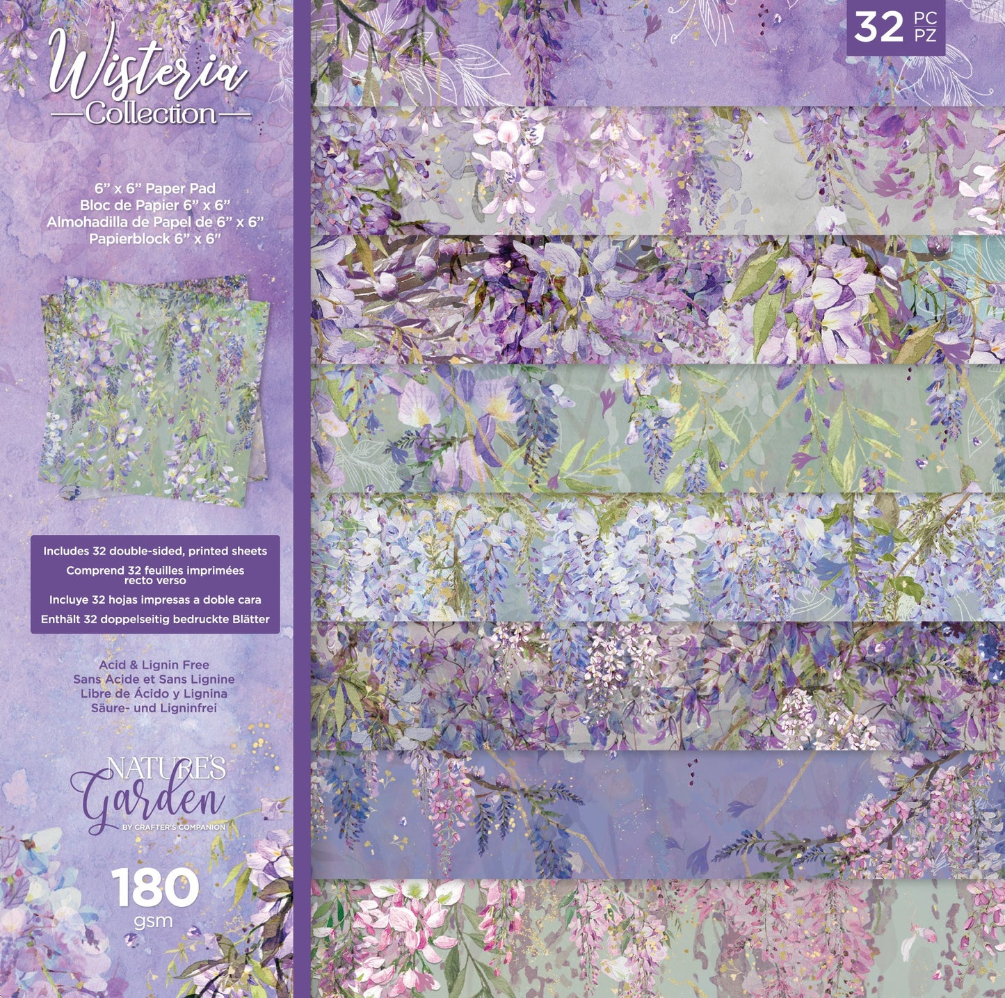 Wisteria 6x6 scrapbook cardstock paper pad Crafters Companion