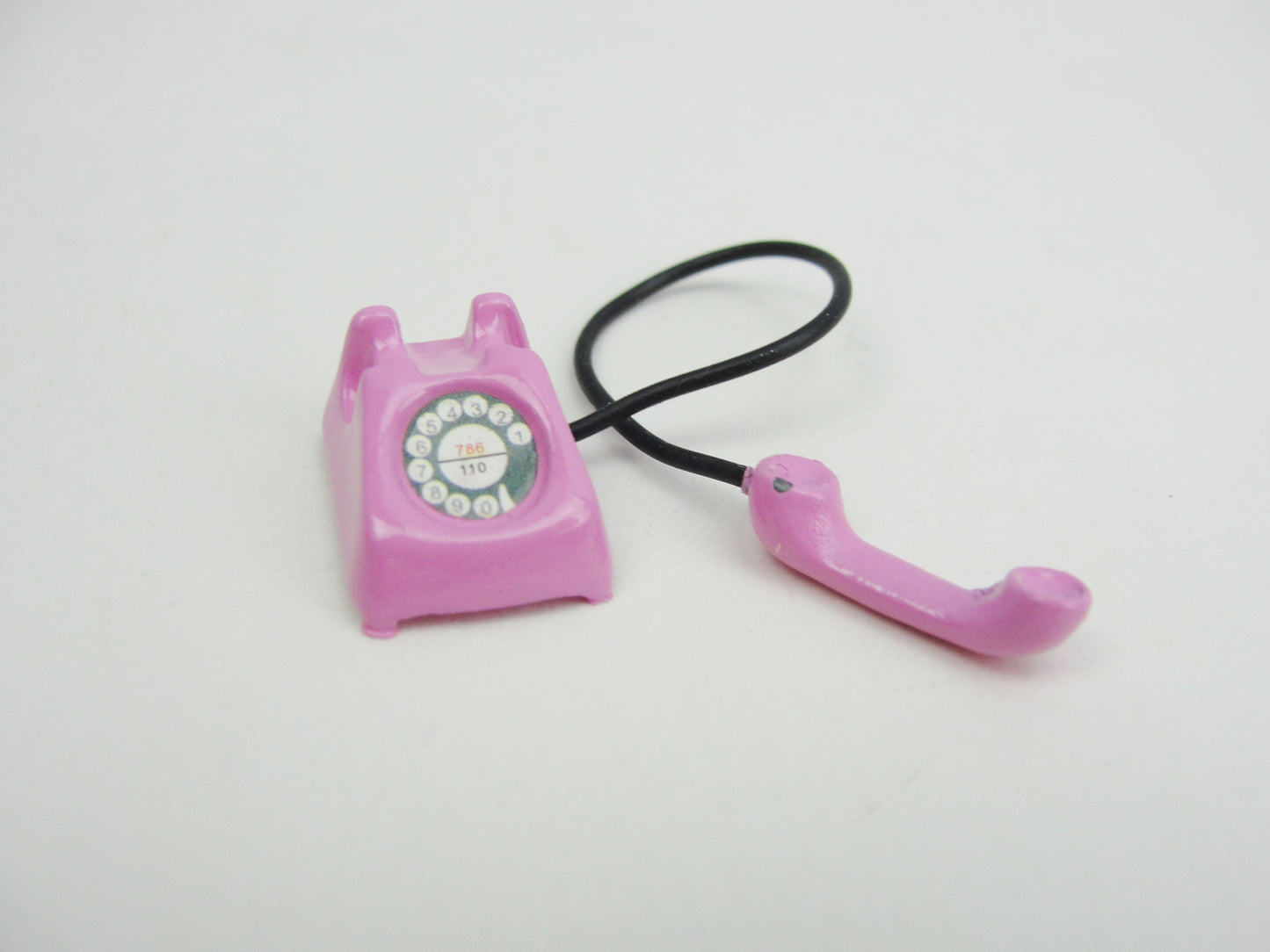 Dollhouse miniature black, red or pink telephone