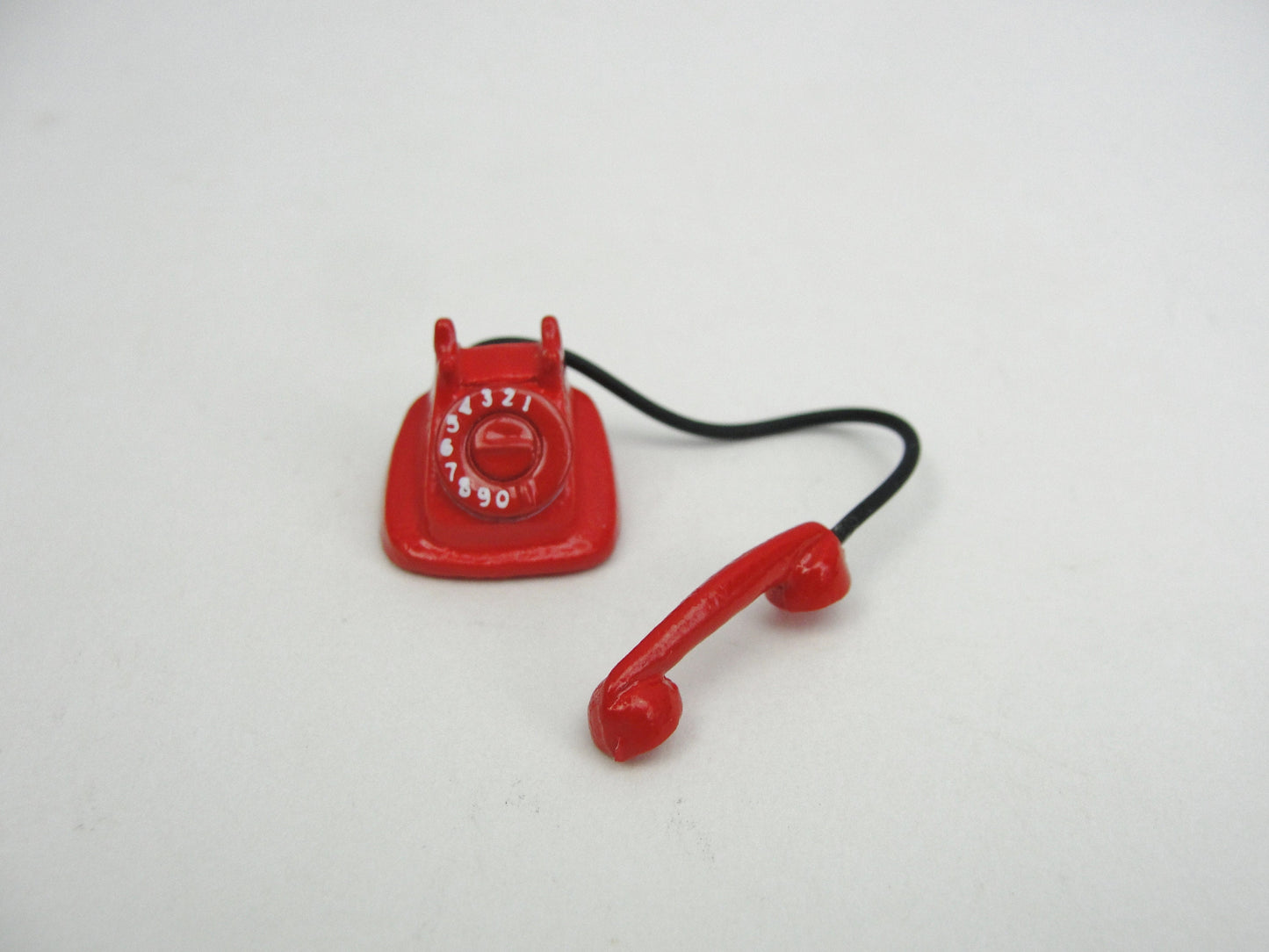 Dollhouse miniature black, red or pink telephone