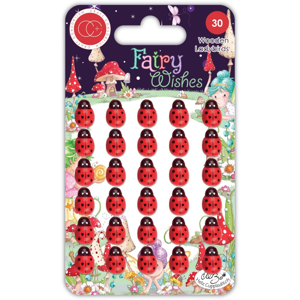 Mini wooden ladybugs pack of 30 pieces