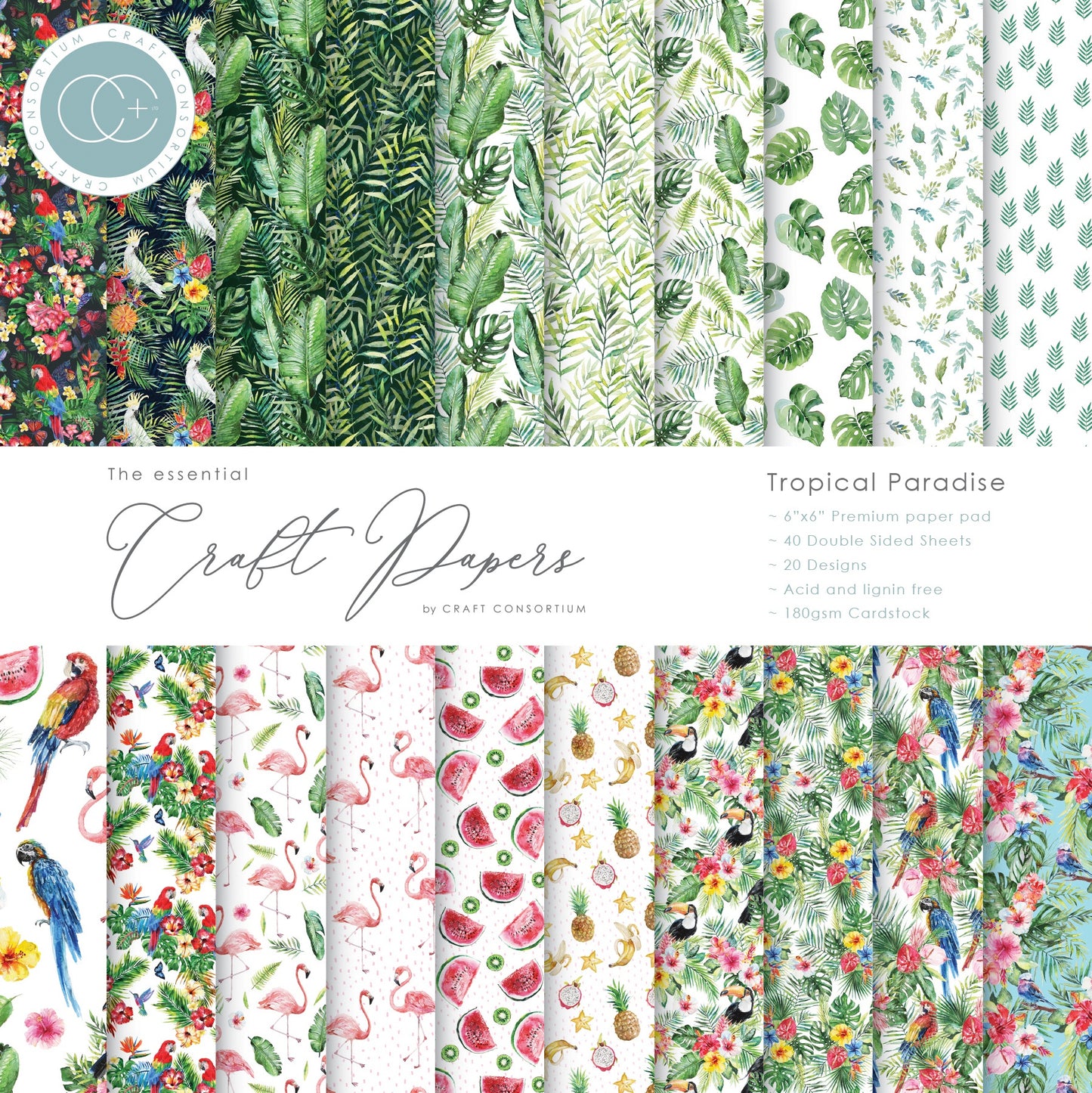 Tropical Paradise 6x6 scrapbook cardstock paper pad Craft Consortium