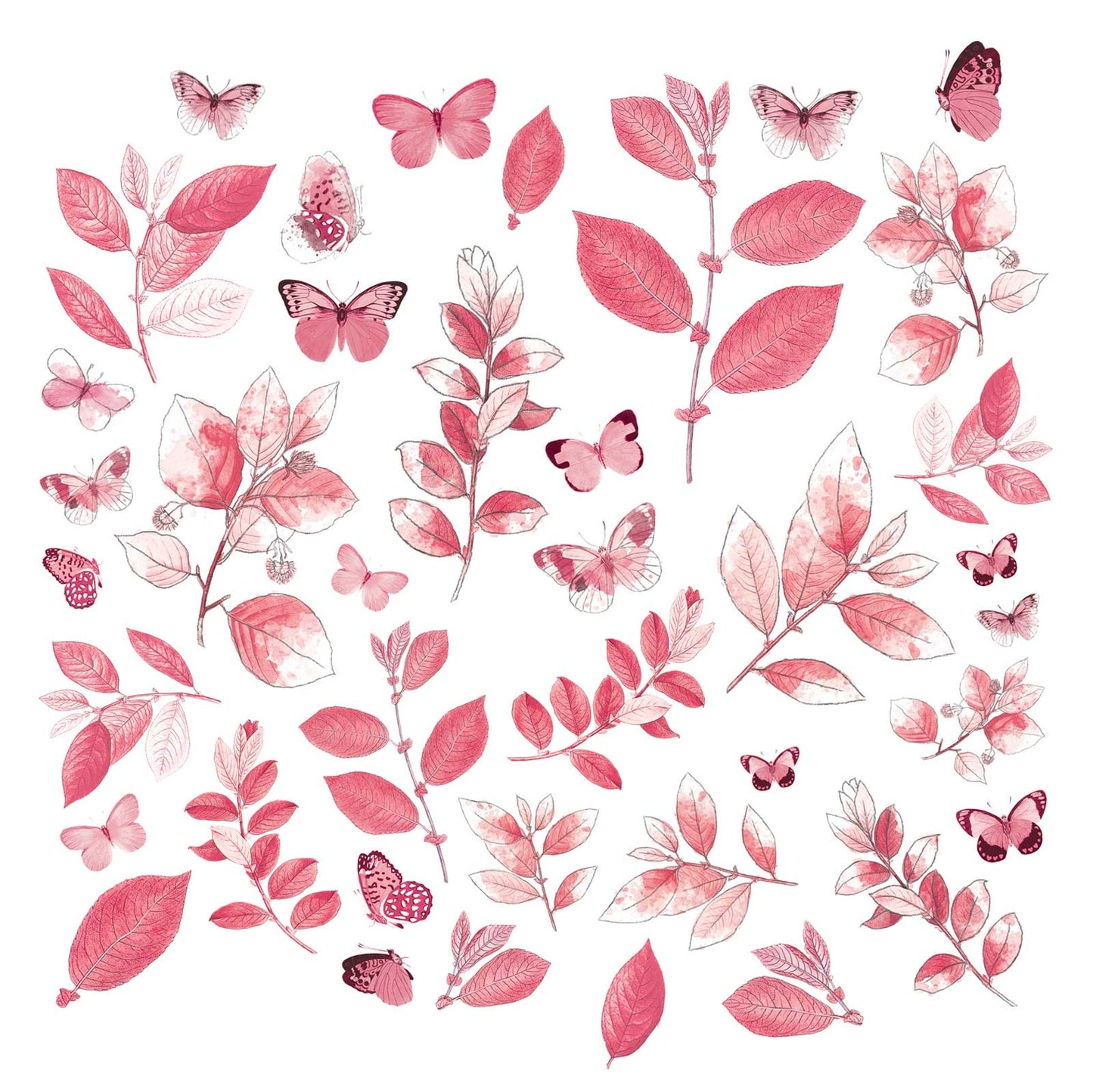 Pink acetate leaves for scrapbook (non archival)