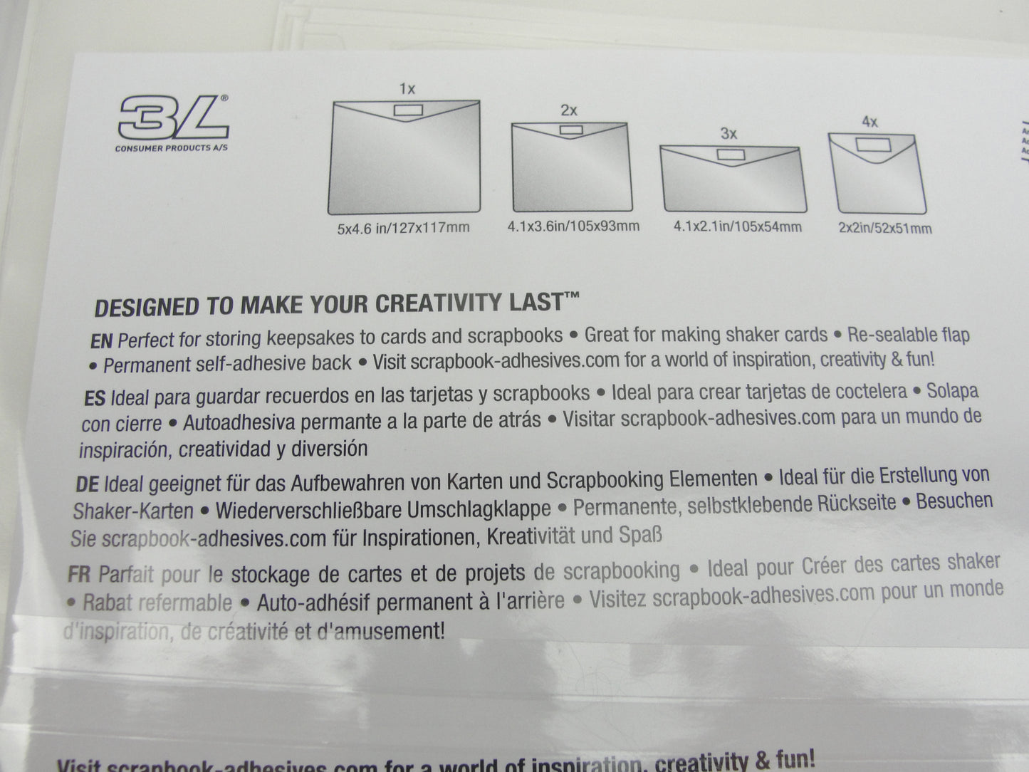 Keepsake envelope self adhesive for scrapbooking