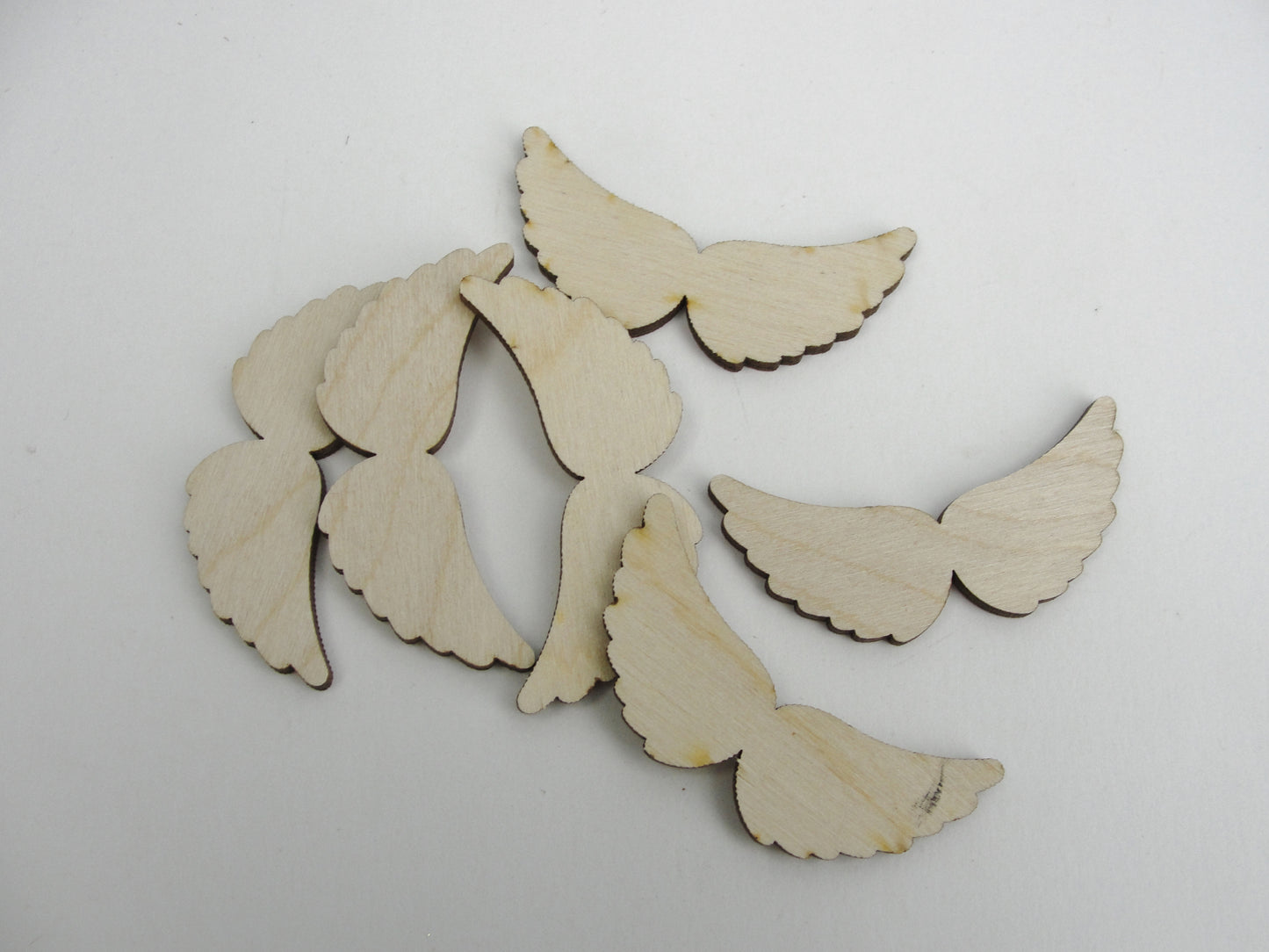 Small wooden angel wings set of 6