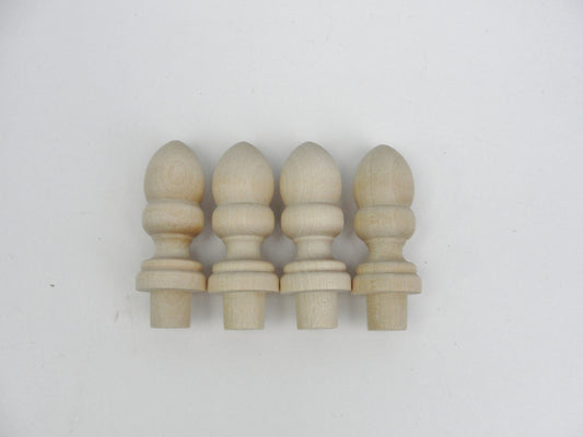 Small wooden acorn top finial set of 4