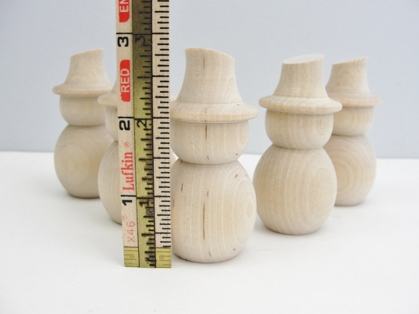 Turned wooden snowman 2 3/4" set of 5