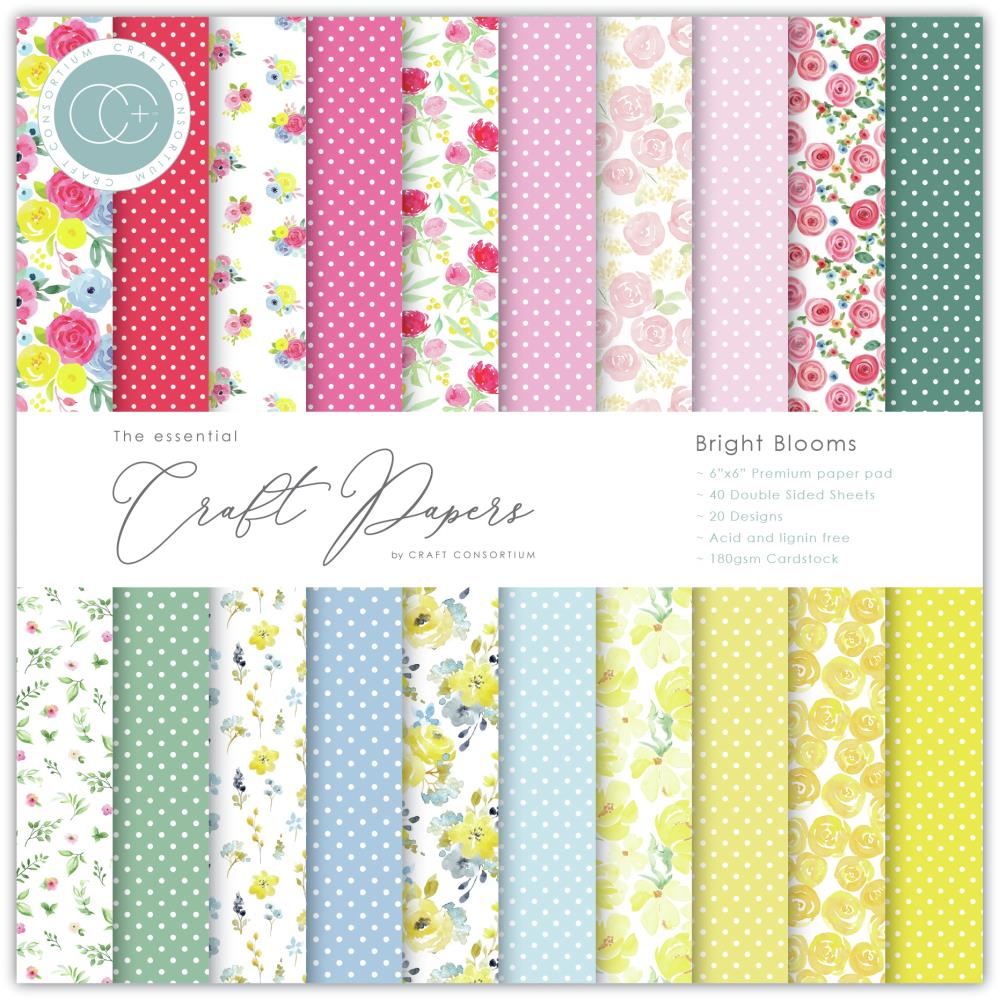 Bright Blooms 6x6 scrapbook cardstock paper pad Craft Consortium