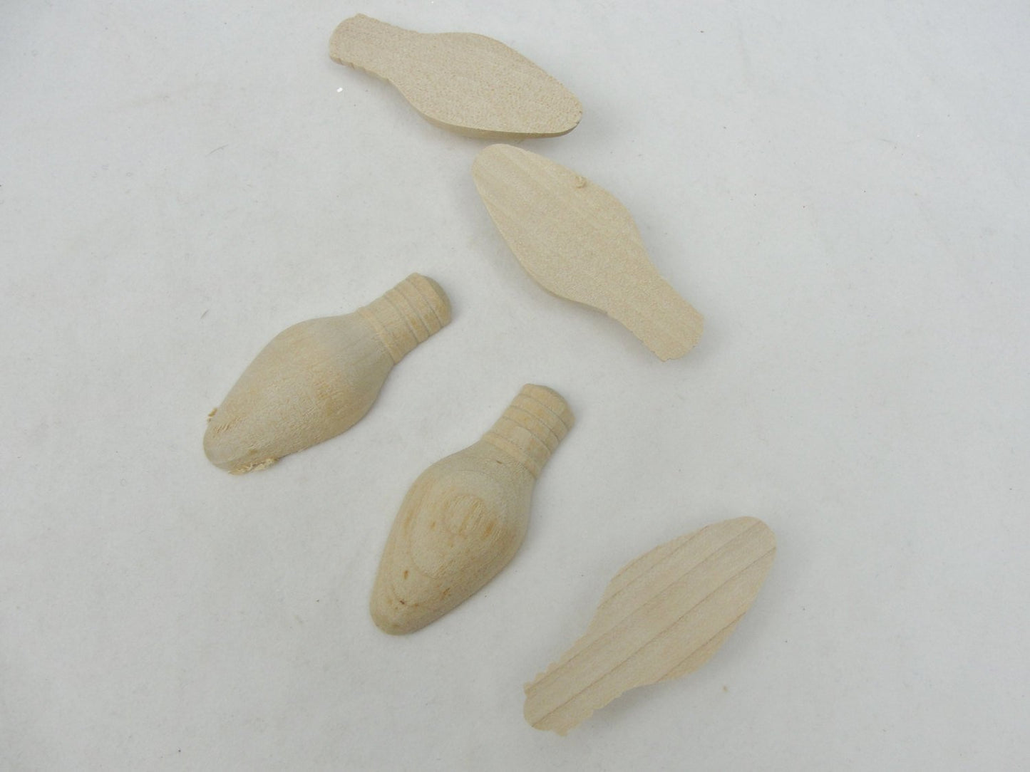 2" Split wooden Christmas tree light bulb set of 5 - Wood parts - Craft Supply House