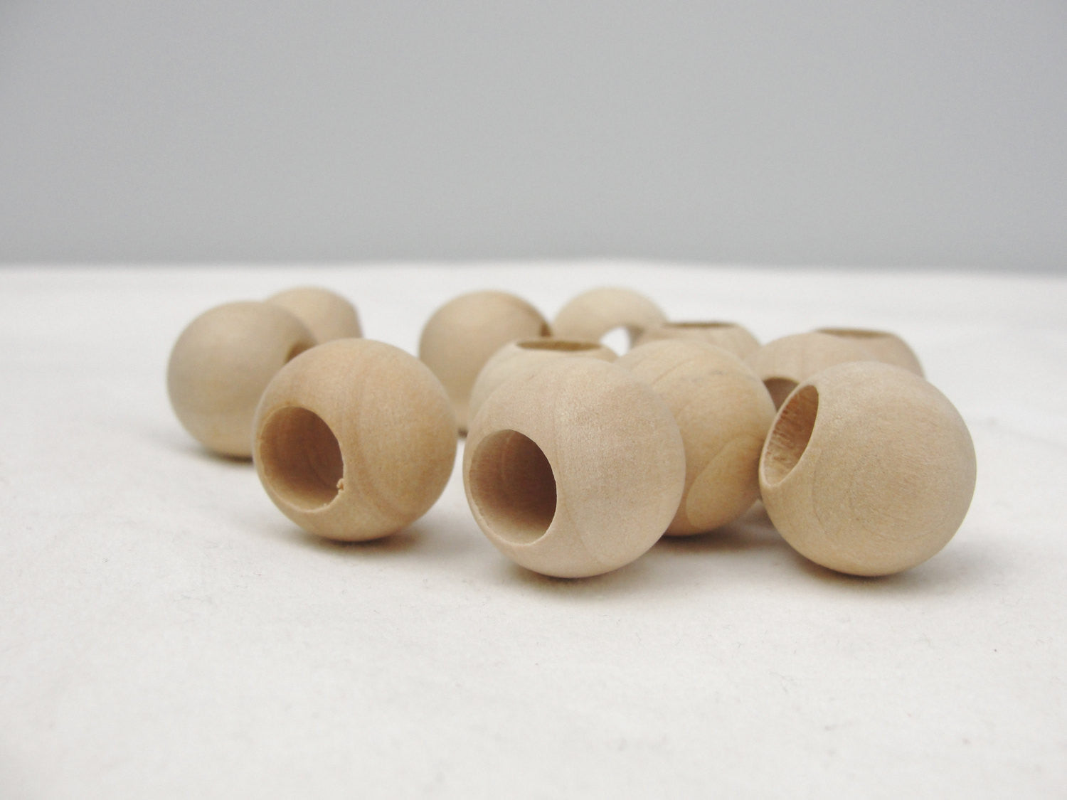 Large hole wood bead, 3/4