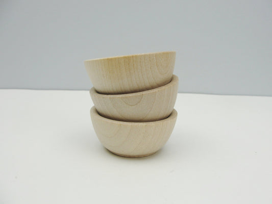 2 1/2" Miniature wooden bowl, small ring cup, condiment bowl unfinished set of 3 - Wood parts - Craft Supply House