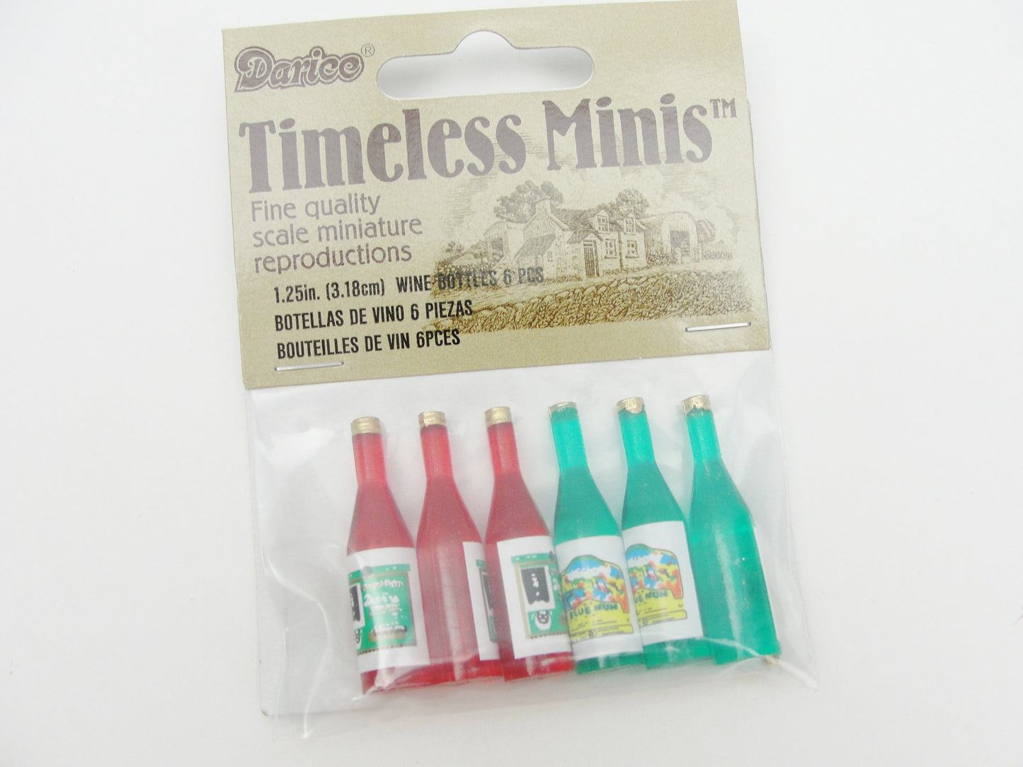 Dollhouse miniature wine bottles set of 6 - Miniatures - Craft Supply House