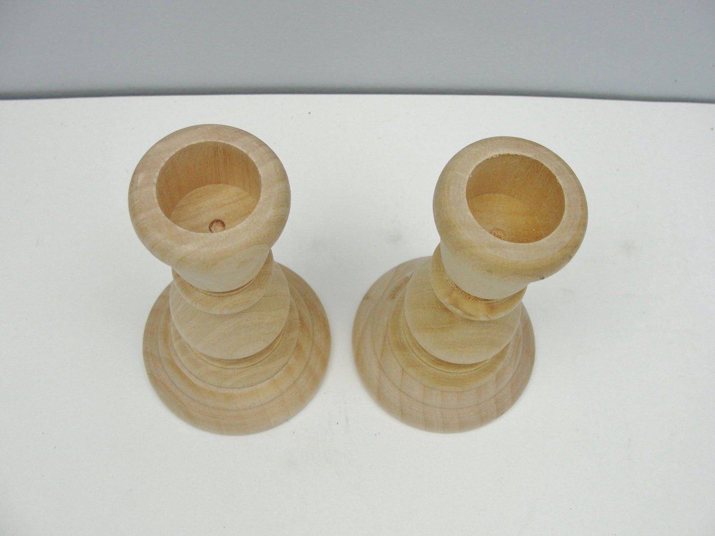4 inch wood candle stick pair, candlestick pair, candle holders set of 2 - Wood parts - Craft Supply House