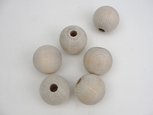 Large wood bead 1 1/2" (1.5") 38mm wooden bead choose hole size set of 6