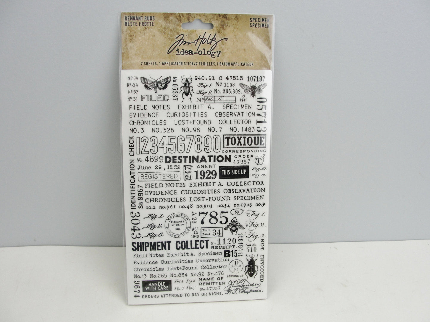 Tim Holtz Rub-ons choose Tiny Text, Gilded Accents, Specimen, Halloween, Eccentric or Christmas