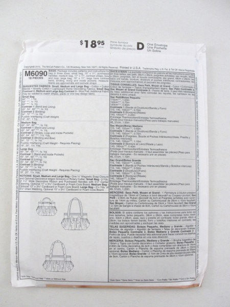 Fashion Accessories purse pattern McCalls pattern M6090 - Patterns - Craft Supply House