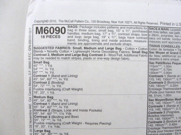 Fashion Accessories purse pattern McCalls pattern M6090 - Patterns - Craft Supply House