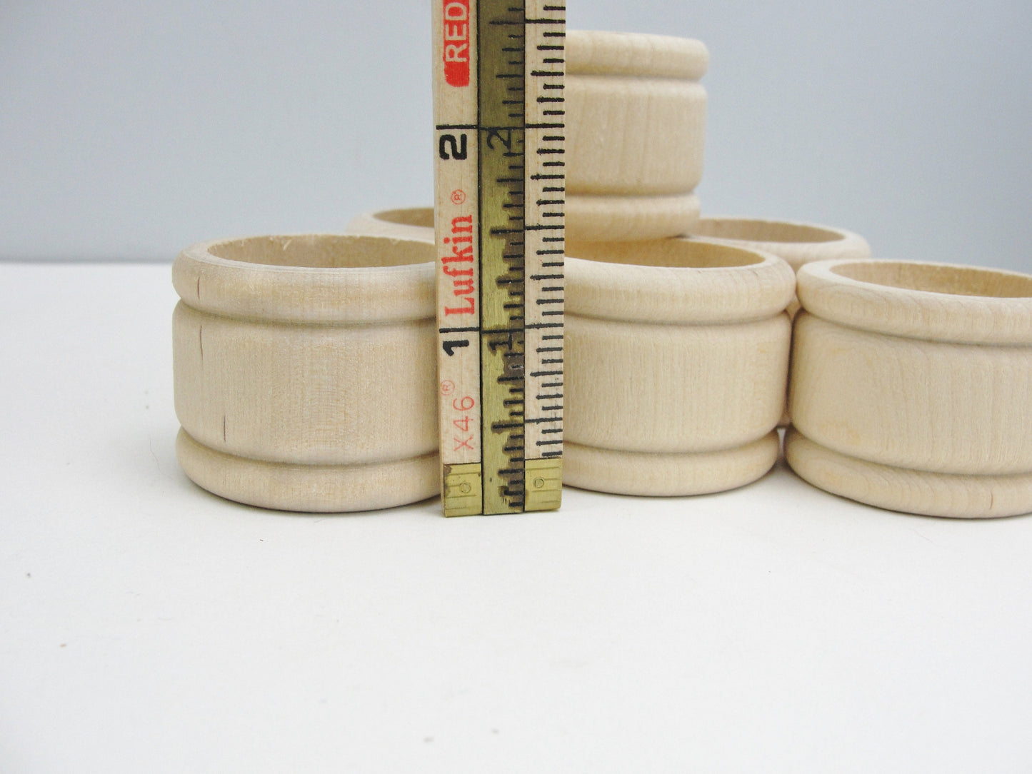 Unfinished wood napkin ring wooden tube set of 6 choose plain or grooved