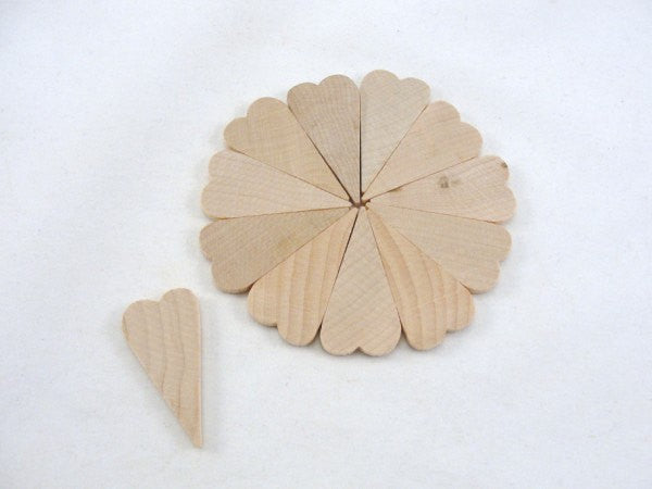 12 Small primitive wood hearts 1 1/2 inch (1.5") long 1/8" thick - Wood parts - Craft Supply House