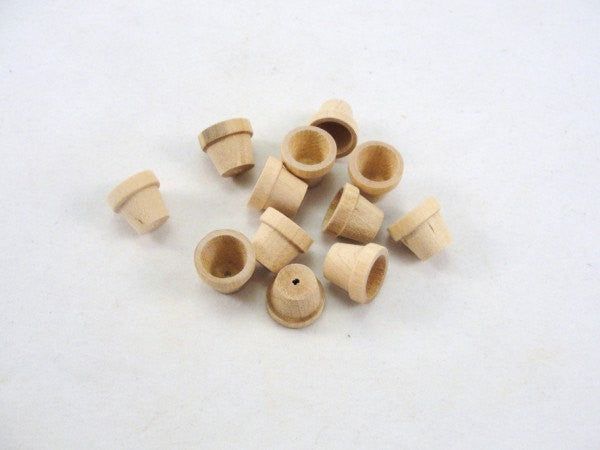 Miniature wooden flower pot 5/8" (1.59 cm) set of 12 - Wood parts - Craft Supply House