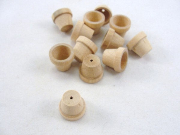 Miniature wooden flower pot 5/8" (1.59 cm) set of 12 - Wood parts - Craft Supply House