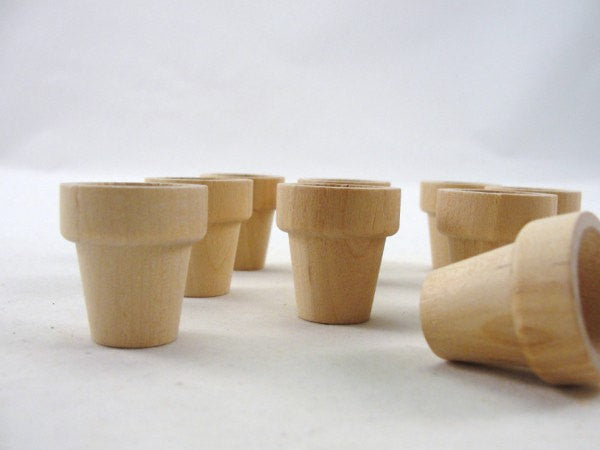 mini wooden plant pots Wooden flower pot 1 1/16" (2.7 cm) set of 12 – Craft Supply House