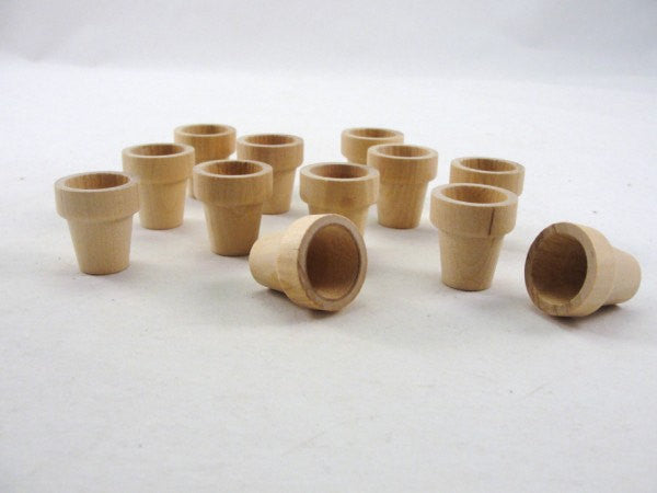 Wooden flower pot 1 1/16" (2.7 cm) set of 12 - Wood parts - Craft Supply House