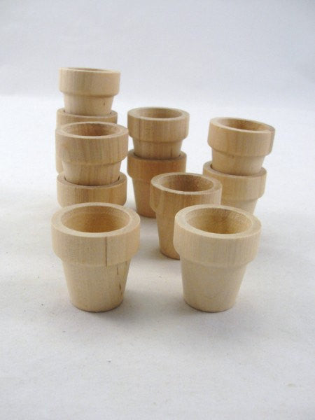 Wooden flower pot 1 5/16" (3.33 cm) set of 12 - Wood parts - Craft Supply House