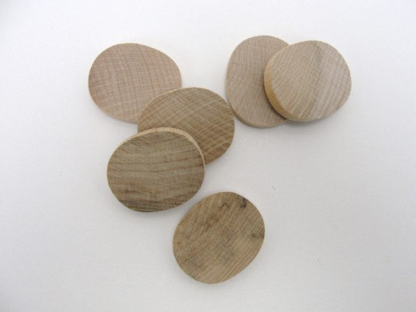Small oval wooden disc 1 1/4 inch (1 1/4") unfinished DIY set of 12 - Wood parts - Craft Supply House