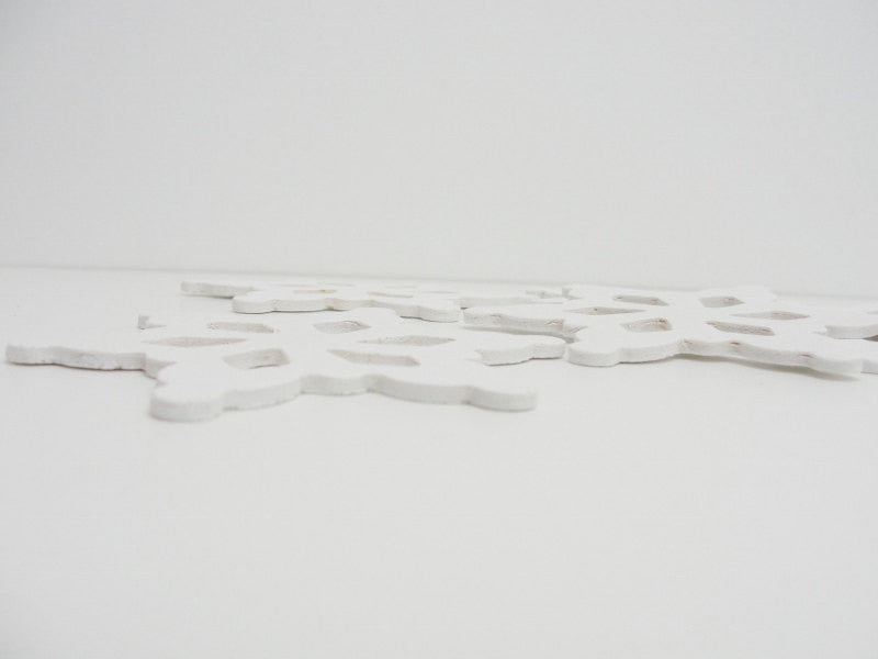 Wooden snowflake white 3 1/2" set of 5 - Wood parts - Craft Supply House