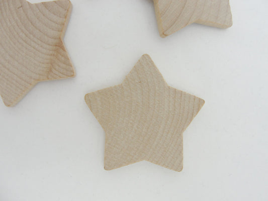 Rounded wooden star 1 7/8 inch (1 7/8") set of 6 - Wood parts - Craft Supply House