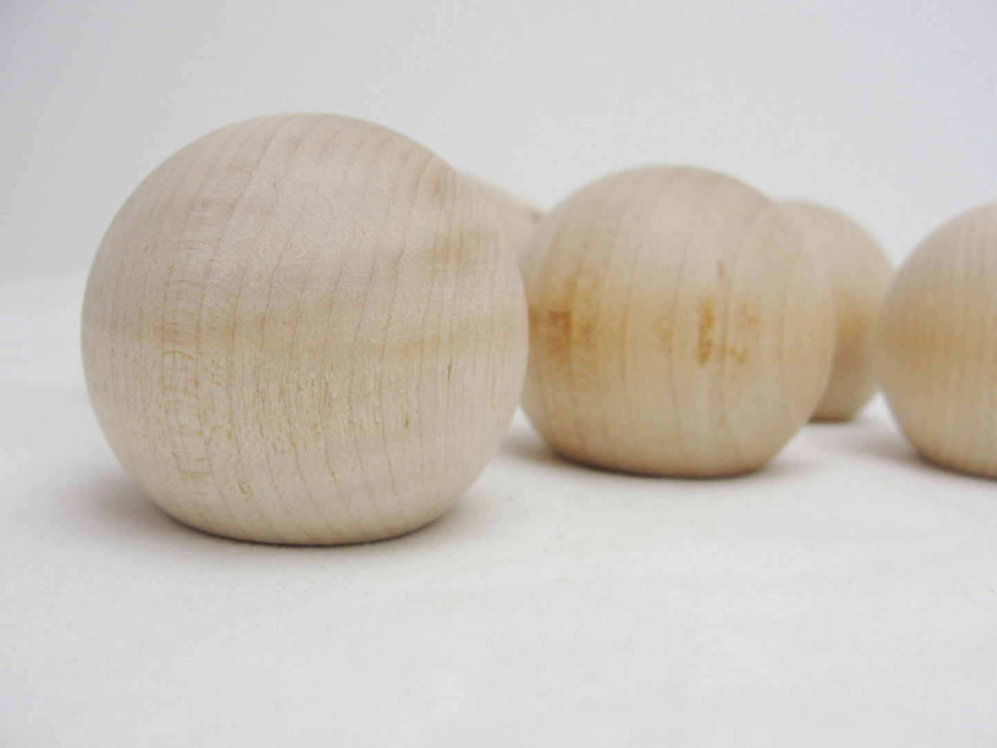 Wooden ball knob 1.75" (1 3/4") solid wood set of 6 - Wood parts - Craft Supply House
