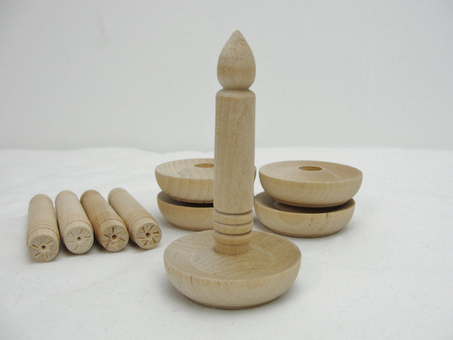 Wooden candle Christmas ornament set of 5 - Wood parts - Craft Supply House