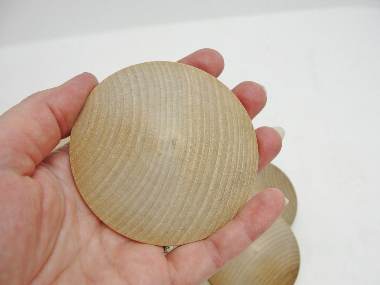 Large wooden domed disc 2 7/8" wide x 7/16" thick set of 12 - Wood parts - Craft Supply House