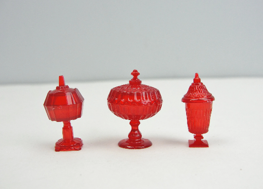 Dollhouse miniature candy dish set choose your color - Craft Supply House
