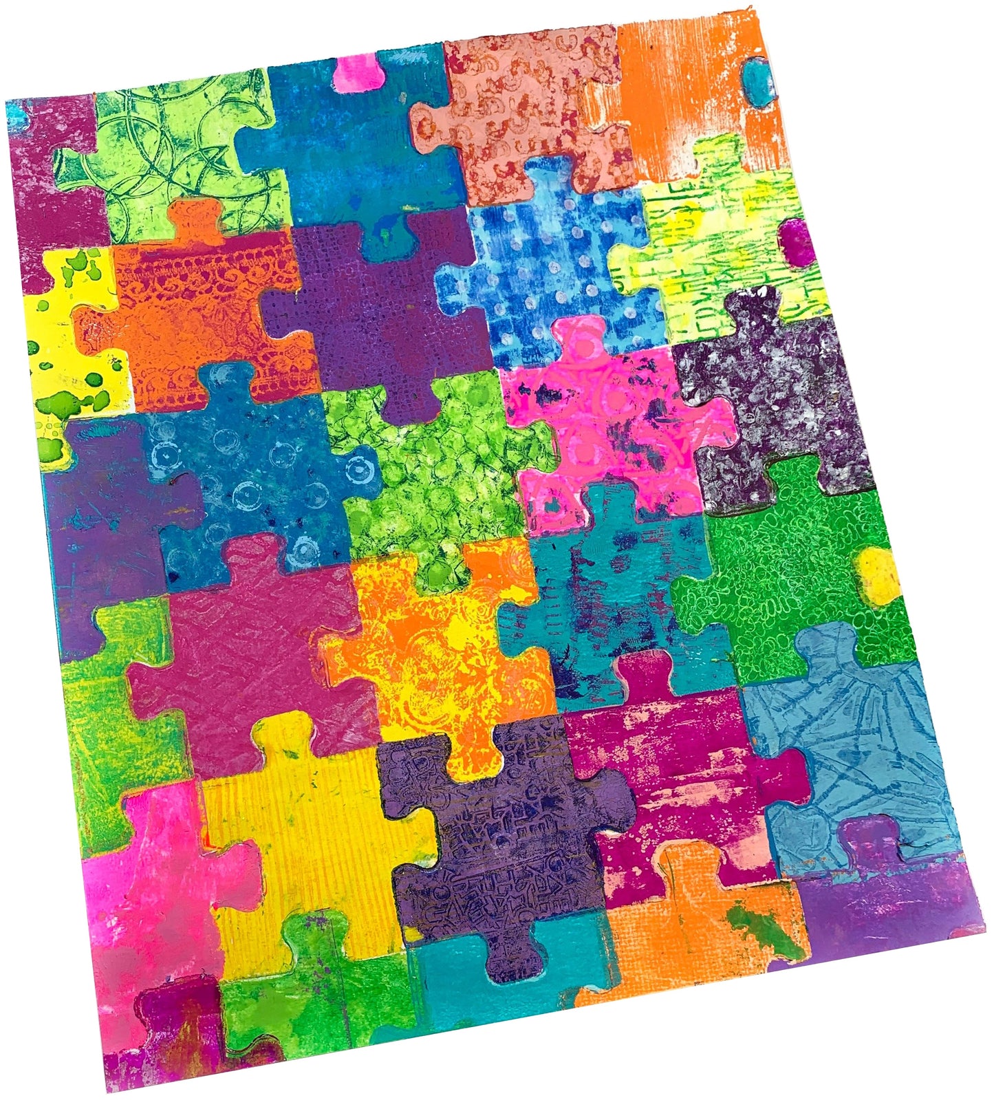 Gel Press puzzle piece gelli plate