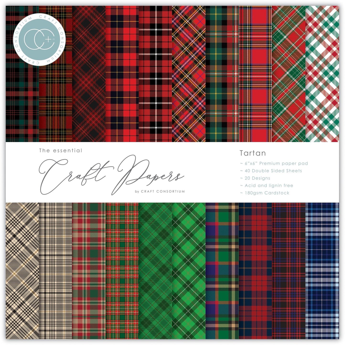 Tartan 6x6 scrapbook cardstock paper pad Craft Consortium