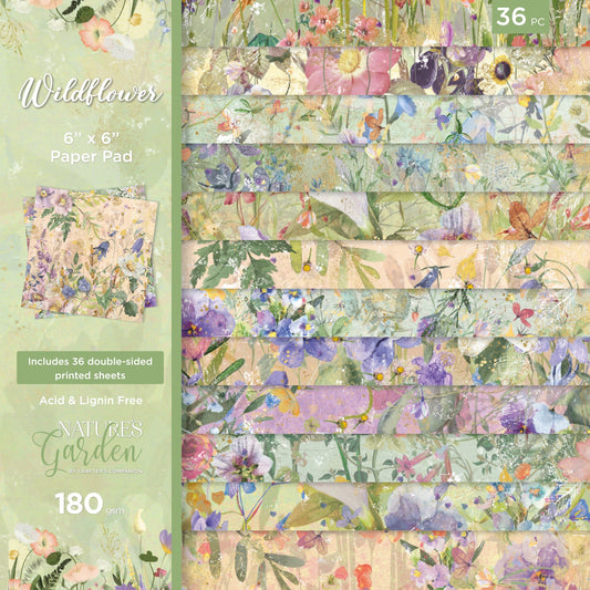Wildflower 6x6 scrapbook cardstock paper pad Crafters Companion