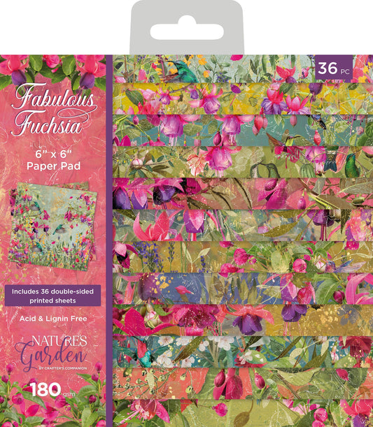 Fabulous Fuchsia 6x6 scrapbook cardstock paper pad Crafters Companion
