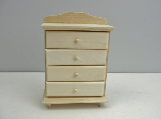 Dollhouse miniature 4 drawer chest of drawers unfinished