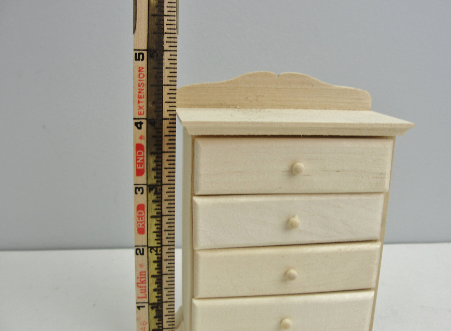 Dollhouse miniature 4 drawer chest of drawers unfinished