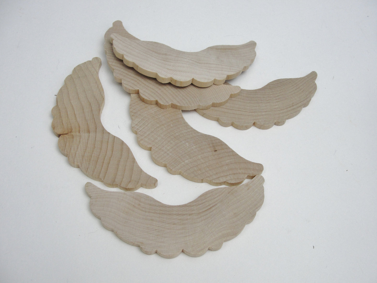 Scalloped wooden angel wings set of 6