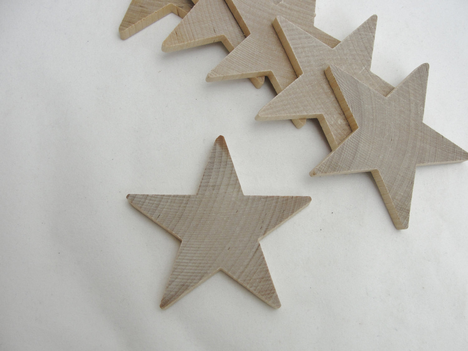 Traditional 3 inch (3") wooden stars set of 6 - Wood parts - Craft Supply House
