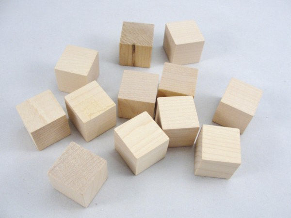 Unfinished 1" Small wooden cube, one inch wooden blocks.  Choose your quantity - Wood parts - Craft Supply House