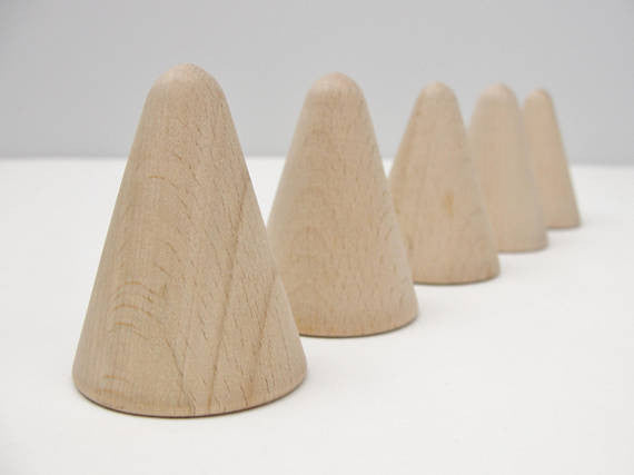 5 Wooden cones 2" tall, wooden contemporary Christmas tree - Wood parts - Craft Supply House