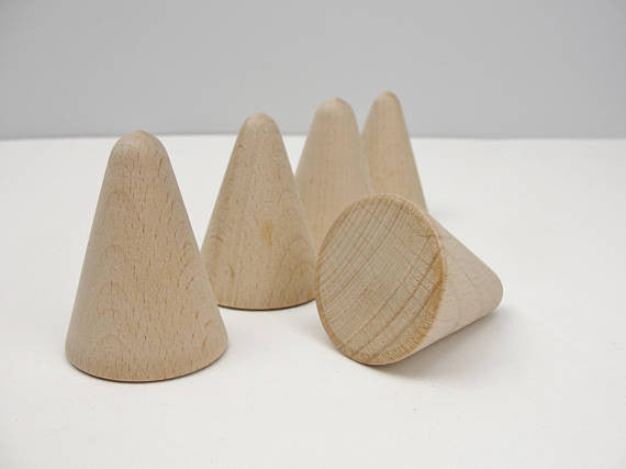 5 Wooden cones 2" tall, wooden contemporary Christmas tree - Wood parts - Craft Supply House