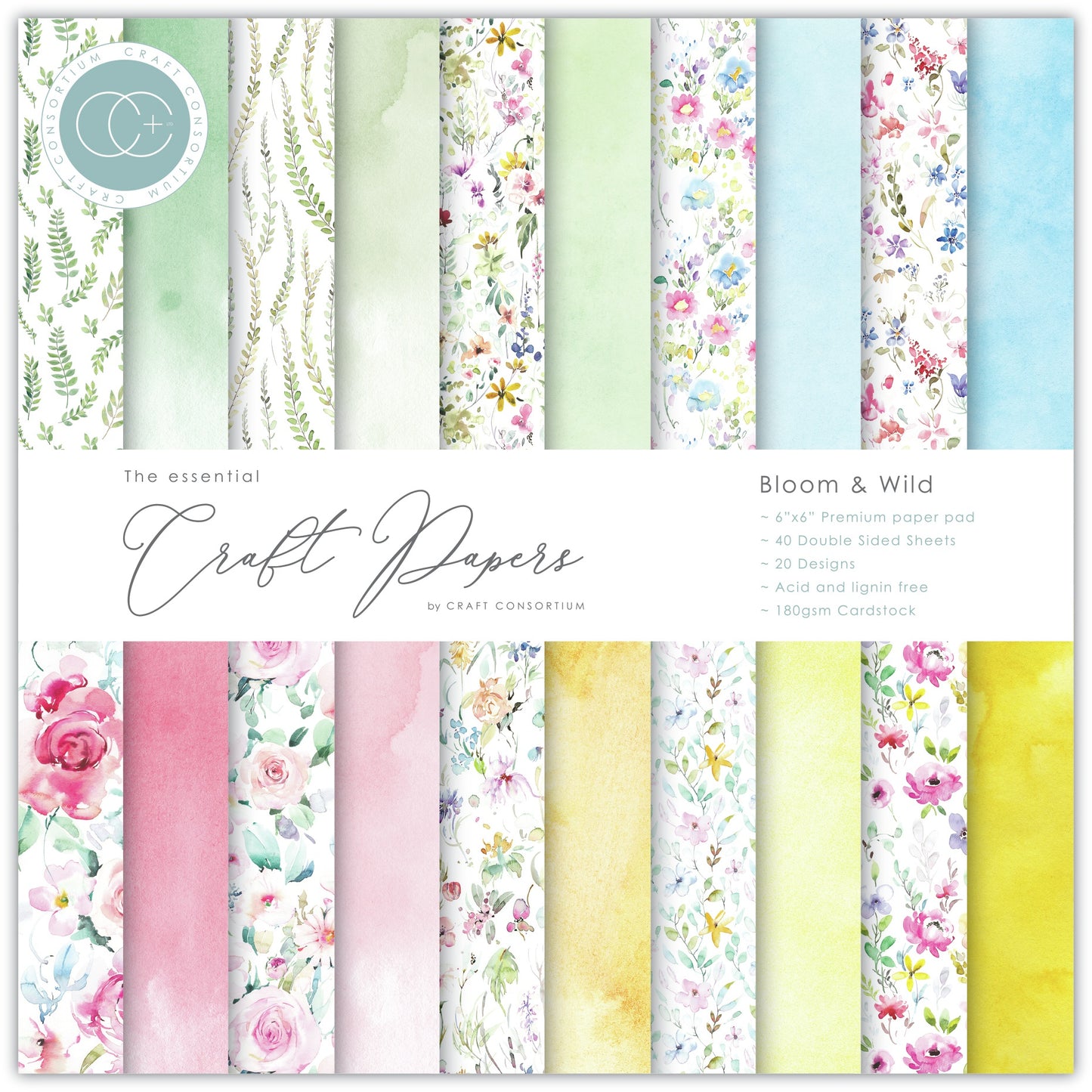 Bloom & Wild 6x6 scrapbook cardstock paper pad Craft Consortium