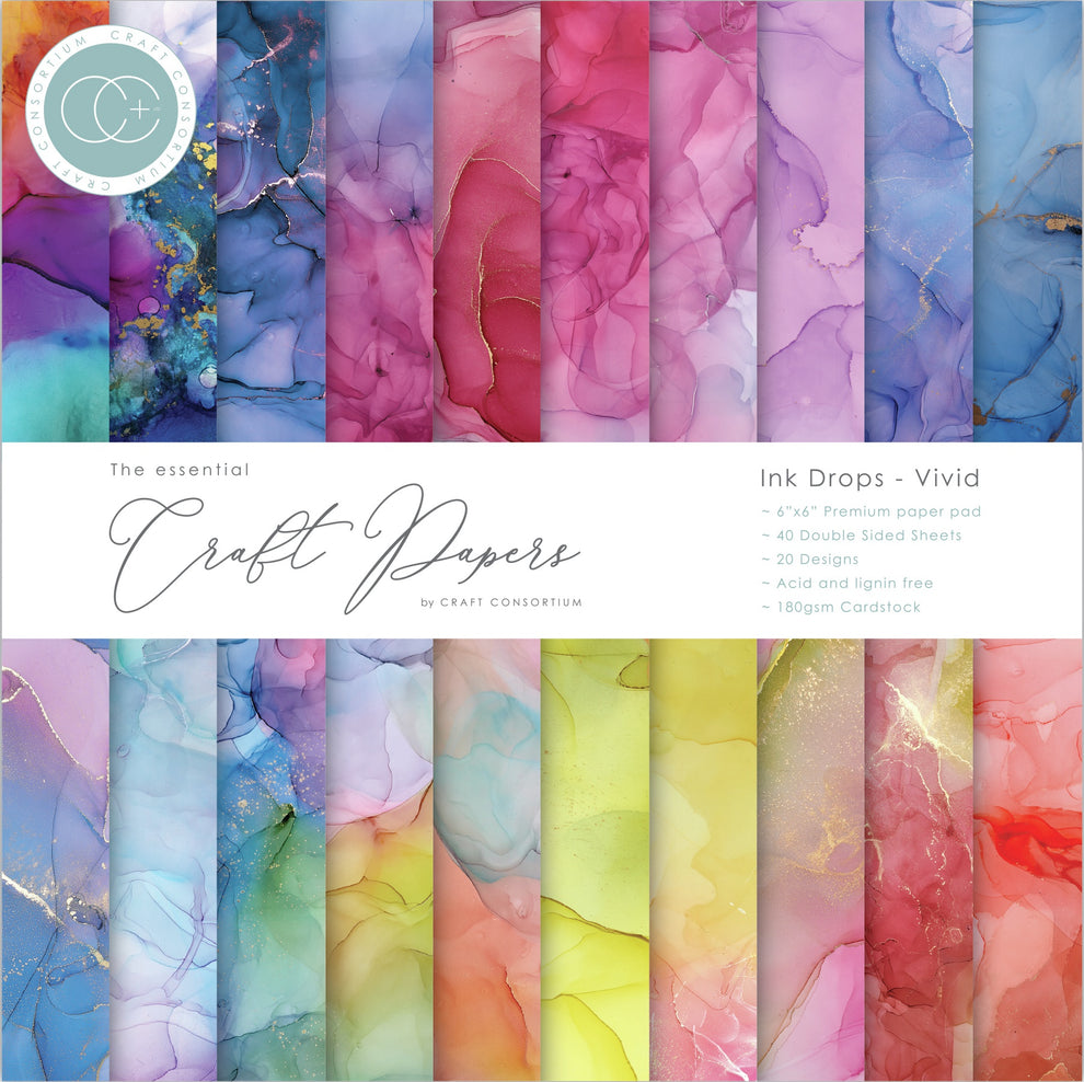 Ink Drops - Vivid 6x6 scrapbook cardstock paper pad Craft Consortium ...